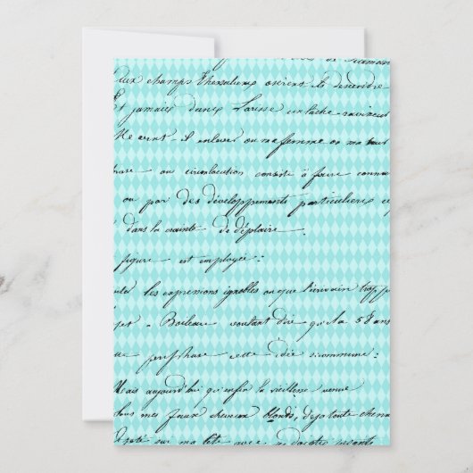 ティール（緑がかった色）-ターコイズと金ゴールドシックパリス結婚ズ 招待状 (裏面)