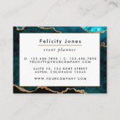 ティール(緑がかった色)-ターコイズと金ゴールドジオードアゲートストーン 名刺 (裏面)