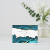 ティール(緑がかった色)-ターコイズと金ゴールドジオードアゲートストーン 名刺 (スタンド正面)