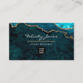 ティール(緑がかった色)-ターコイズと金ゴールドジオードアゲートストーン 名刺 (正面)