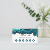 ティール（緑がかった色）-ターコイズと金ゴールド瑪瑙 ロイヤリティカード (スタンド正面)