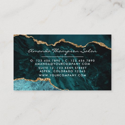 ティール(緑がかった色)-ターコイズと金ゴールド瑪瑙 ロイヤリティカード (裏面)