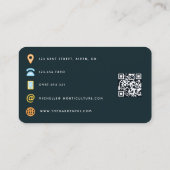 ティール(緑がかった色)-ターコイズと金ゴールド石QRコード 名刺 (裏面)