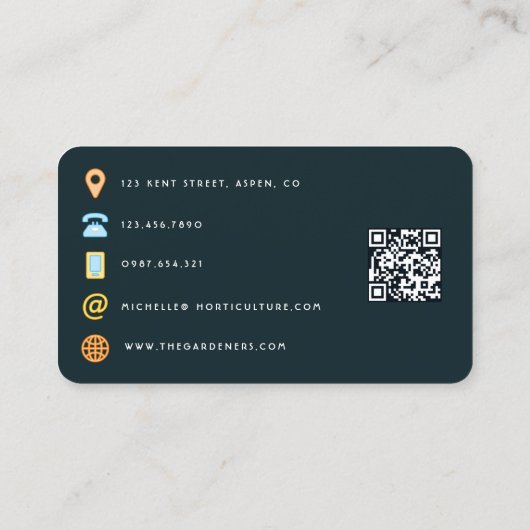 ティール（緑がかった色）-ターコイズと金ゴールド石QRコード 名刺 (裏面)