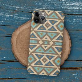 ティール（緑がかった色）ターコイズオレンジブラウンアメリカンインディアンアート iPhone 11 PRO MAXケース