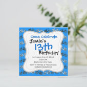 ティール（緑がかった色）ターコイズクールブルーヴィンテージバイクス 招待状 (スタンド正面)