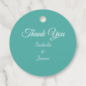 ティール（緑がかった色）ターコイズサンキューメッセージカード フェイバータグ (裏面)