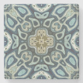 ティール(緑がかった色)ターコイズシーフオムグリーンボヘミアントリーアート ストーンコースター (正面)