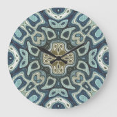 ティール（緑がかった色）ターコイズシーフオームグリーンお尻ボヘミアンバリアート ラージ壁時計 (正面)