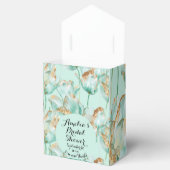 ティール（緑がかった色）ターコイズチューリップ金ゴールドグリッターブライダルシャワー フェイバーボックス (オープン)