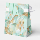 ティール（緑がかった色）ターコイズチューリップ金ゴールドグリッターブライダルシャワー フェイバーボックス (裏面サイド)