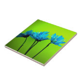 ティール（緑がかった色）ターコイズデイジーオンライムグリーンフラワーギフト タイル (側面)