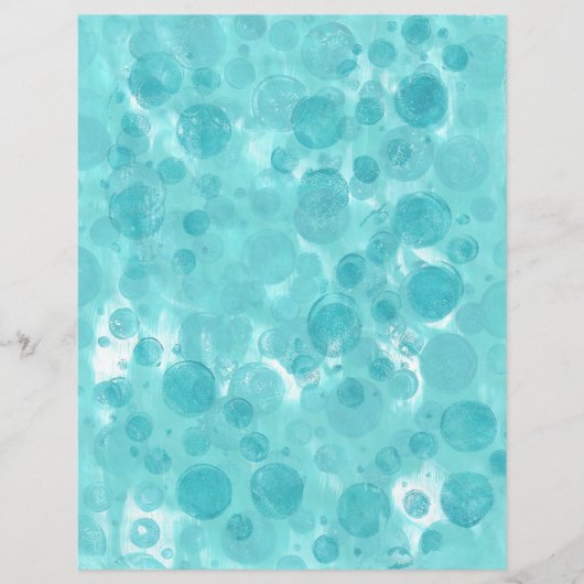 ティール(緑がかった色)ターコイズバブルのホワイトスクラップブック紙 (正面)