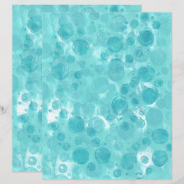ティール（緑がかった色）ターコイズバブルのホワイトスクラップブック紙