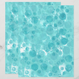 ティール（緑がかった色）ターコイズバブルのホワイトスクラップブック紙