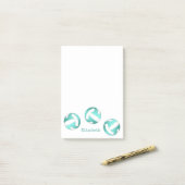 ティール(緑がかった色)ターコイズパーソナライズされた女子バレーボール ポストイット (デスク上)