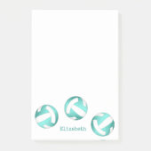 ティール(緑がかった色)ターコイズパーソナライズされた女子バレーボール ポストイット (正面)