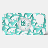 ティール(緑がかった色)ターコイズパーソナライズされた女子バレーボール Case-Mate iPhoneケース (裏面 (横))