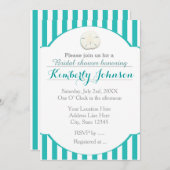 ティール(緑がかった色)ターコイズビーチサンドドルイベント招待状 招待状 (正面/裏面)