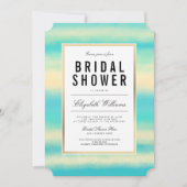 ティール（緑がかった色）ターコイズビーチ金ゴールドブライダルシャワー招待状 招待状 (正面)