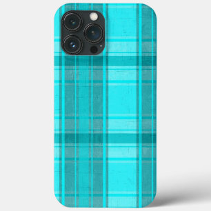 ティール(緑がかった色)ターコイズフェイクタータンチェック格子模様 iPhone 13 PRO MAXケース