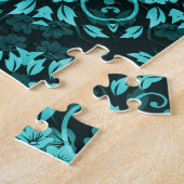 ティール(緑がかった色)ターコイズフローラ曼荼羅 ジグソーパズル (側面)