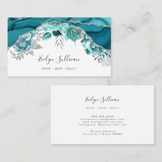 ティール（緑がかった色）ターコイズフローラ集計名刺 名刺