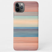 ティール(緑がかった色)ターコイズブルーオレンジウォーターカラーストライプアート iPhoneケース (裏面)