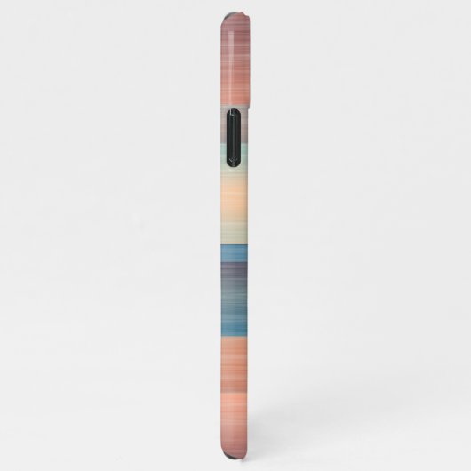 ティール(緑がかった色)ターコイズブルーオレンジウォーターカラーストライプアート iPhoneケース (右側)