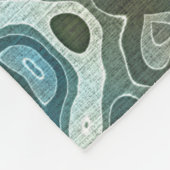 ティール(緑がかった色)ターコイズブルーグレーブラウンお尻ボヘミアンアート フリースブランケット (角)