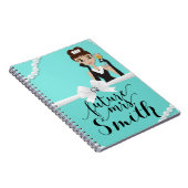 ティール（緑がかった色）ターコイズホワイトボウ真珠ワイン未来ミセス。 ノートブック (右側)