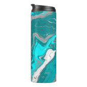 ティール（緑がかった色）、ターコイズホワイトマーブルフルードアート タンブラー (回転右)