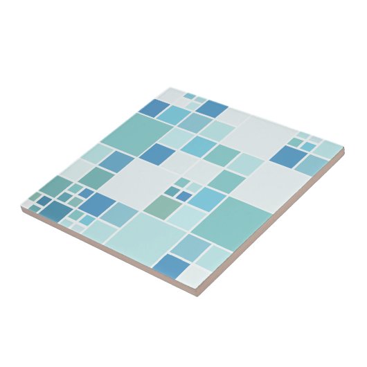 ティール(緑がかった色)ターコイズ幾何模様浴室用タイル タイル (側面)