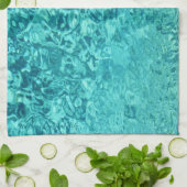 ティール（緑がかった色）ターコイズ抽象芸術 キッチンタオル (折り畳み)