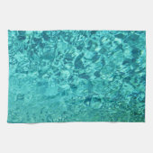ティール（緑がかった色）ターコイズ抽象芸術 キッチンタオル (横)
