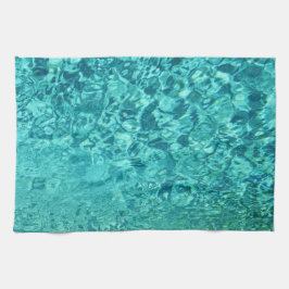 ティール（緑がかった色）ターコイズ抽象芸術 キッチンタオル