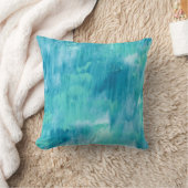 ティール(緑がかった色)ターコイズ抽象芸術 クッション (ブランケット)