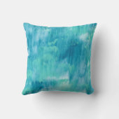 ティール(緑がかった色)ターコイズ抽象芸術 クッション (裏面)