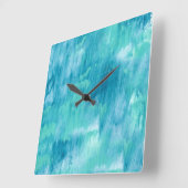 ティール(緑がかった色)ターコイズ抽象芸術 スクエア壁時計 (傾斜)