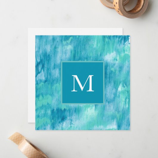 ティール（緑がかった色）ターコイズ抽象芸術 ノートカード (正面/裏面インサイチュ)