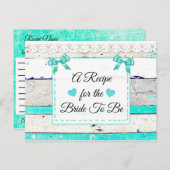 ティール（緑がかった色）ターコイズ素朴ウッドレシピカード ポストカード (正面/裏面)