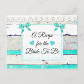 ティール(緑がかった色)ターコイズ素朴ウッドレシピカード ポストカード (正面)