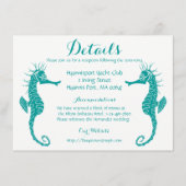 ティール(緑がかった色)ターコイズ詳細シーホースビーチ結婚式 エンクロージャーカード (正面)