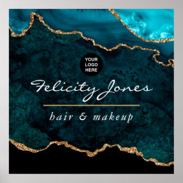 ティール（緑がかった色）-ターコイズ金ゴールドエージェントのビジネスポスター ポスター