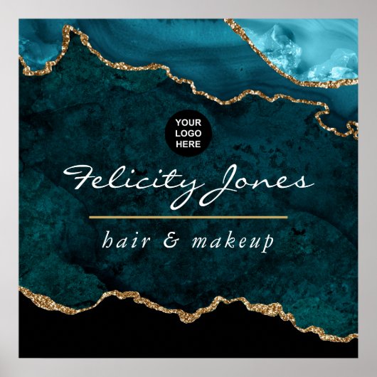 ティール（緑がかった色）-ターコイズ金ゴールドエージェントのビジネスポスター ポスター (正面)