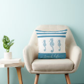 ティール(緑がかった色)ターコイズ3 seahorseビーチライフスクリプトモダン クッション (椅子)