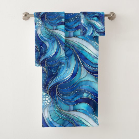 ティール（緑がかった色）、ターコイズ、および青タオルセット バスタオルセット (インサイチュ)