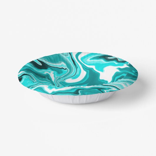 ティール（緑がかった色）、ターコイズ、白大理石 ペーパーボウル (傾斜あり)