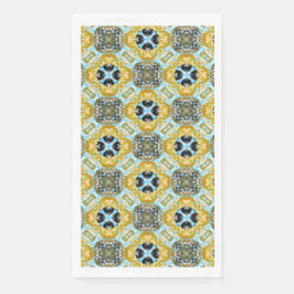 ティール（緑がかった色）、ターコイズ、黄色、グレーの宝石パターン