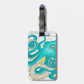 ティール(緑がかった色)タ航海のコマップ水色 ラゲッジタグ (裏面縦)